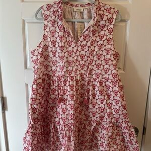 Tolani Red and White Floral Casual Dress
